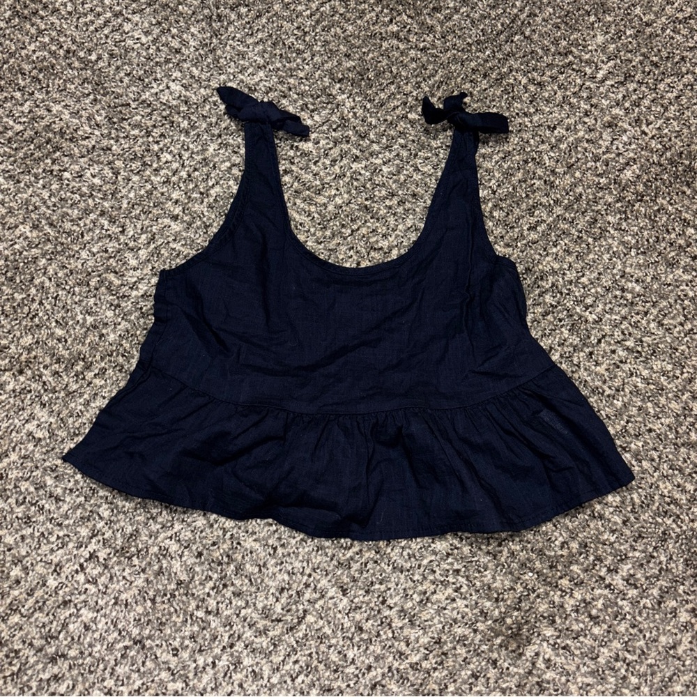 SHEIN Navy Blue Bow Strap Crop Top